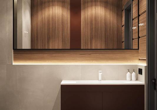 Градиентная душевая: трехцветная магия в одной коллекции керамогранита