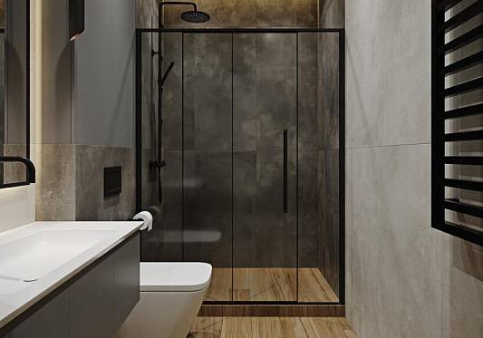 Контраст бетона и дерева: как создать ванную в урбанистическом духе
