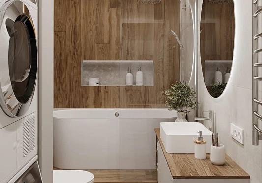 Древесные акценты в ванной: атмосфера с натуральными текстурами